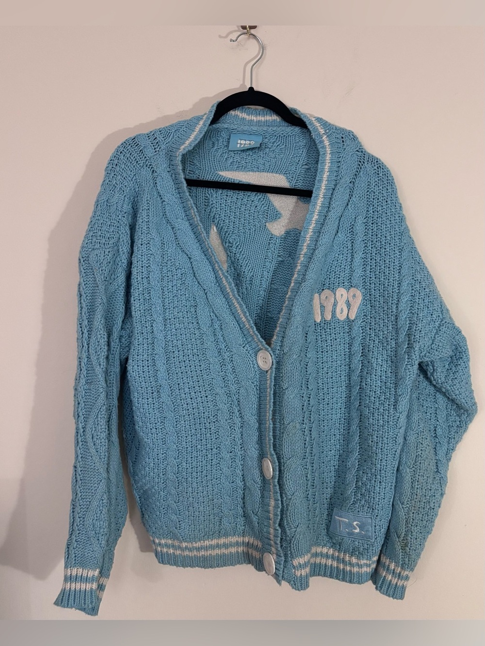 Taylor Swift Womens 1989 Taylors Version Blue Seagull Cable Knit Cardigan M/L